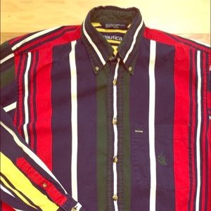Nautica Button Down Vintage LongSleeve Color Block