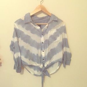 Striped tie up crop top