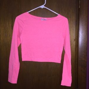 Pink long sleeve crop