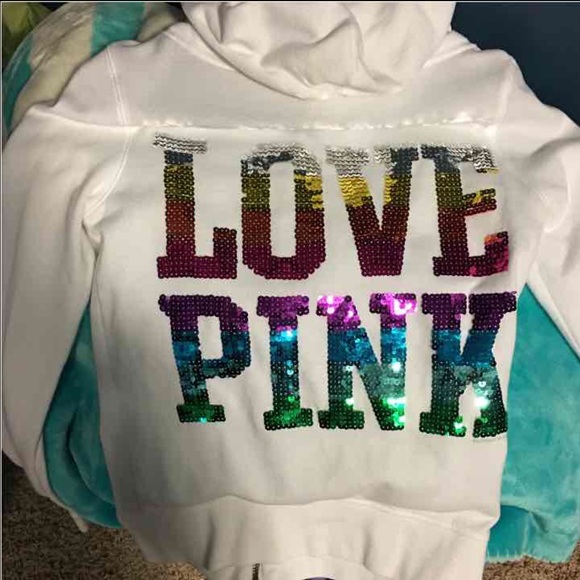Vs pink bling zip up hoodie