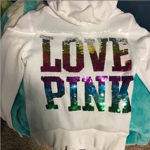 Vs pink bling zip up hoodie