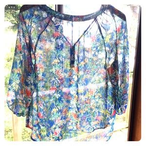 Fun 2 Fun sheer top with gorgeous floral print
