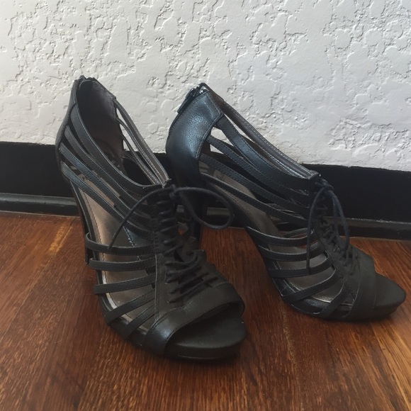 Black Lace-Up Heels