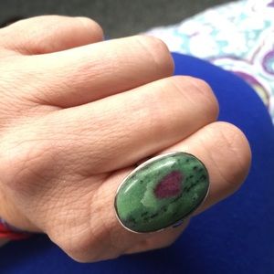 925 sterling silver Anyolite or Green Ruby Zoisite