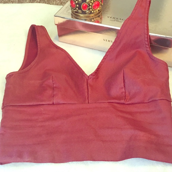 Deep red faux leather crop top! - Picture 4 of 5