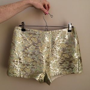 Topshop Metallic High Waisted Shorts
