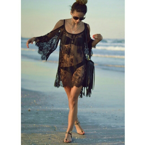 LAST L! HP🎉 Boho Lace Top/Cover Up - Picture 2 of 4