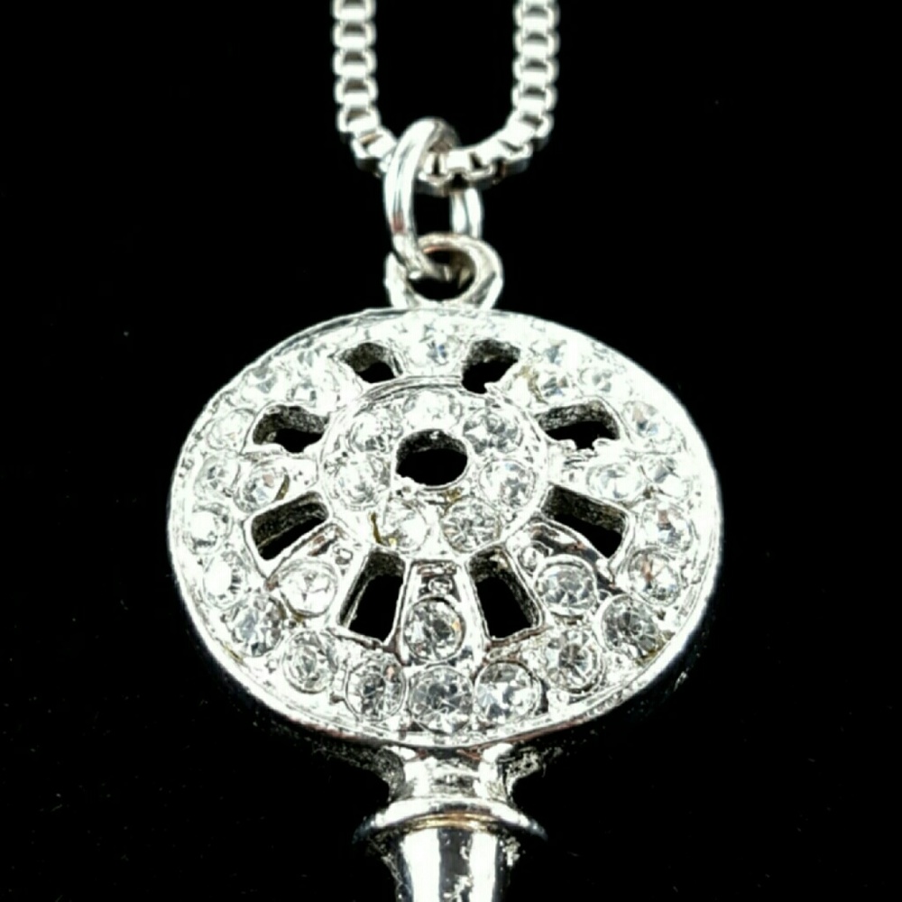 Clear Crystal Pave Key Pendant Necklace