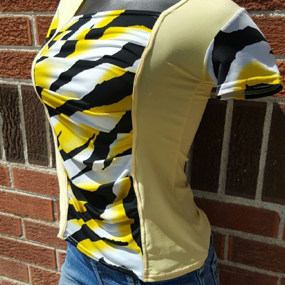 Black, yellow, and white shirt