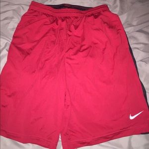 Nike red and black dri fit shorts!! men's small