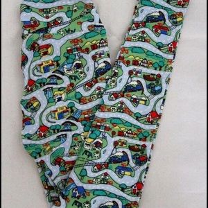 LuLaRoe OS Little Busy Town Road Leggings