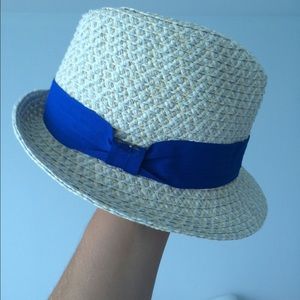 Saks Fifth Avenue Blue Paper Straw Hat
