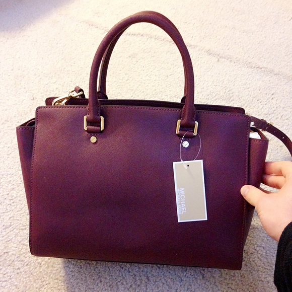NWT Michael Kors large Selma Satchel Claret - Picture 2 of 4