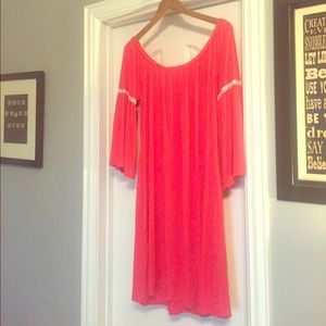 Boho bell sleeve pink dress