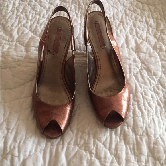 Bronze metallic Nine West wedges