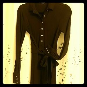 Brown cotton gold button down dress