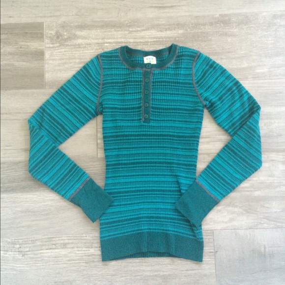 Title 9 striped Henley Merino sweater title nine