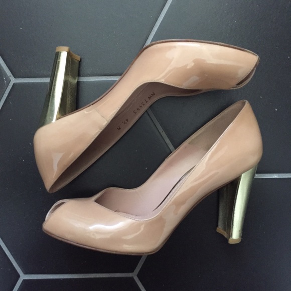 Stuart Weitzman peeptoe with gold heel
