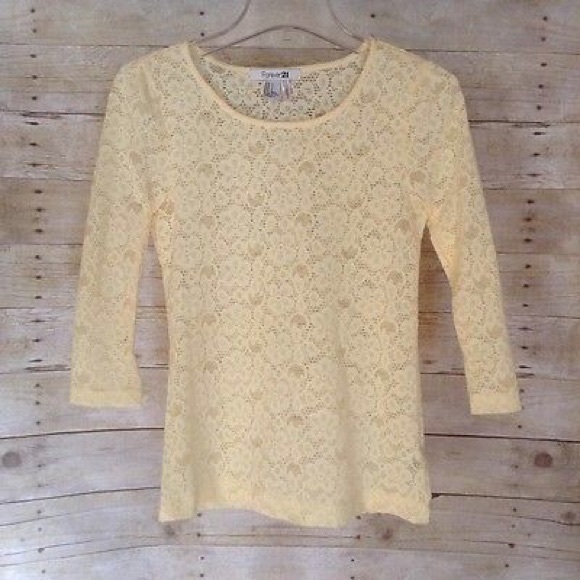 Forever 21 Yellow Lace Top