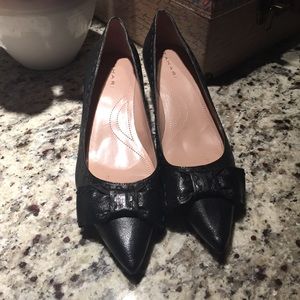 Tahari Black Leather Kitten Heel