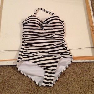 Black & White Striped Swimsuit