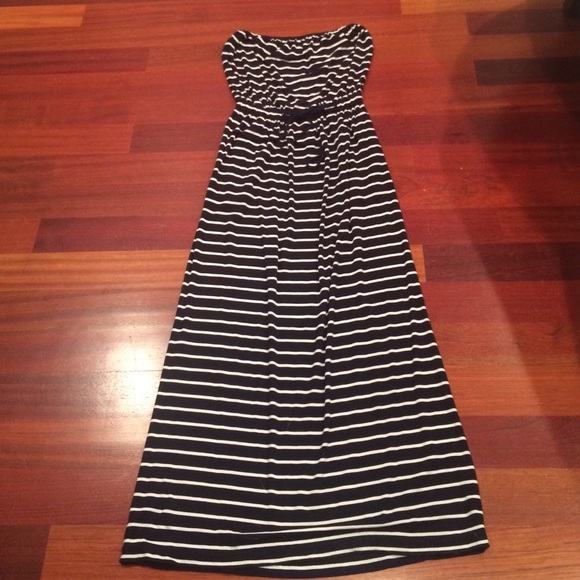 Jcrew striped blue and white dress, strapless