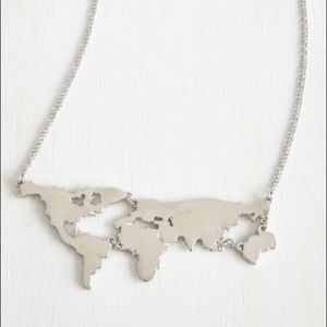 NWOT Modcloth Silver Map Necklace