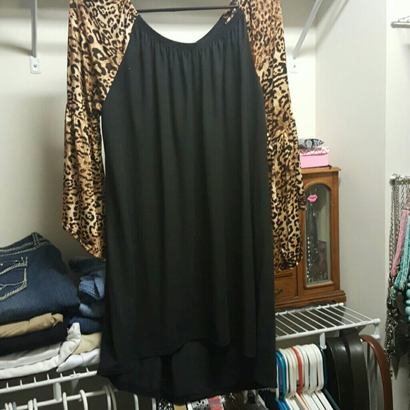 Black with leopard print dress/tunic.