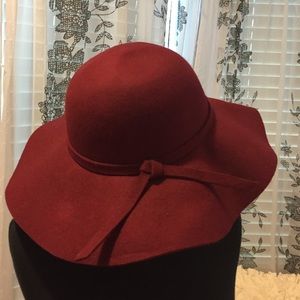 100% wool burgundy floppy hat