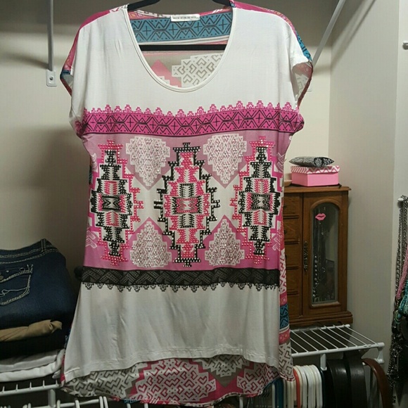 Pink with bling hi/low top.