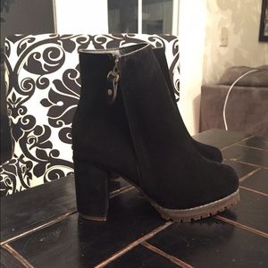 Brand new never worn black suede heel boots