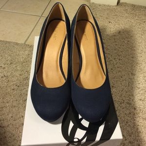 Nine West Navy Canvas Wedge Heel