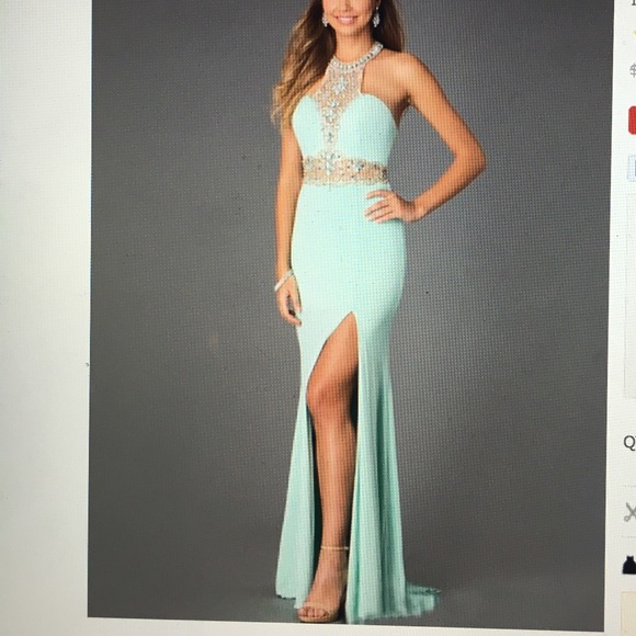 Gorgeous light blue chiffon prom dress