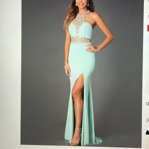 Gorgeous light blue chiffon prom dress