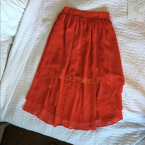 High low red/orange skirt
