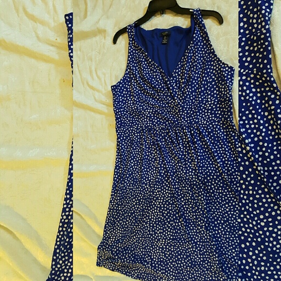 Chaps XL blue white polka-dot  summer  dress