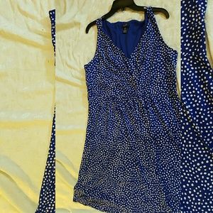 Chaps XL blue white polka-dot  summer  dress