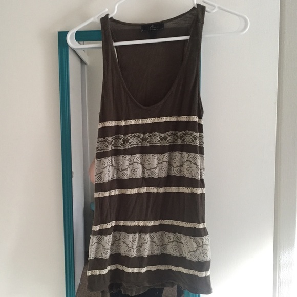 Olive green racerback lace tank top!