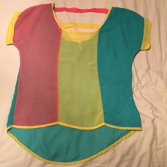 Sheer Colorblock Blouse