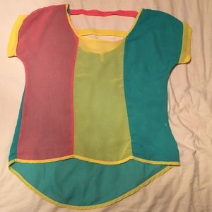 Sheer Colorblock Blouse
