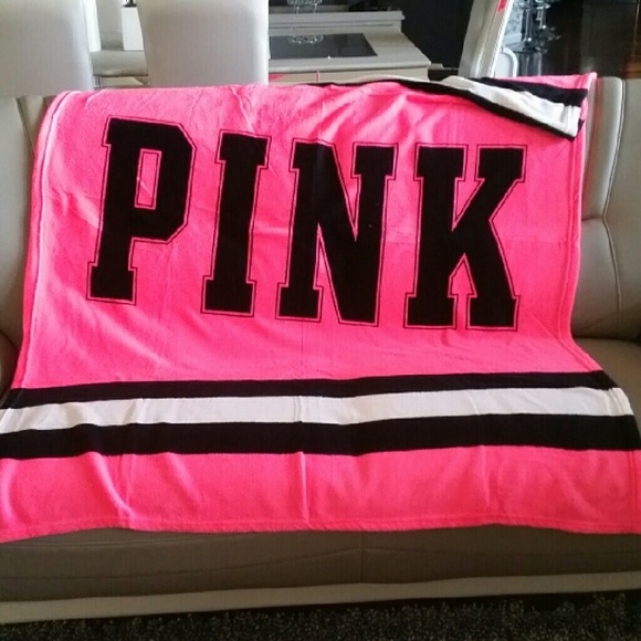 VS pink fluffy throw