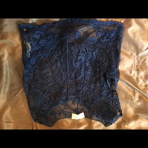 Abercrombie and Fitch blue crochet crop top