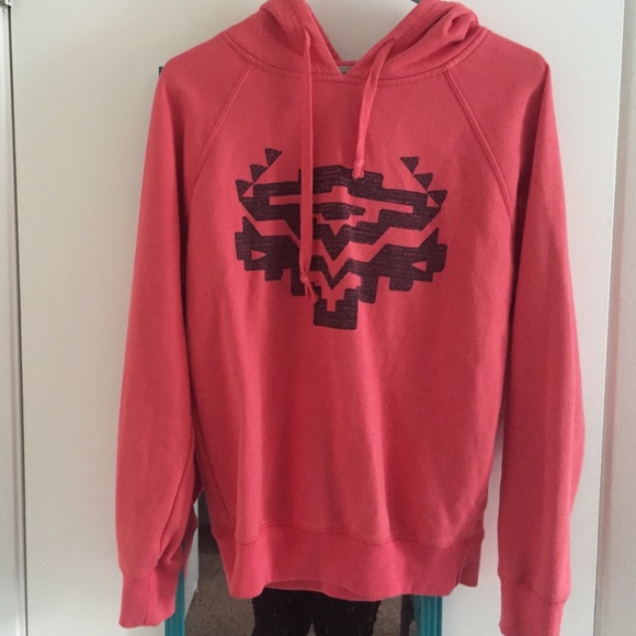 Pink thick hooded pull over sweater