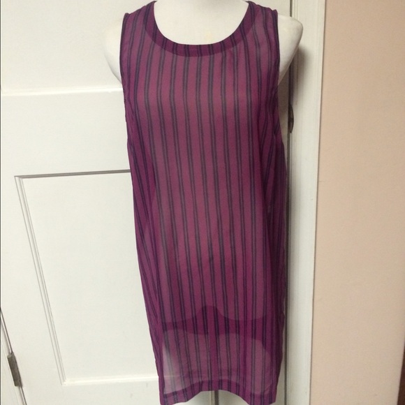 Banana republic top tunic fuschia navy stripe sm