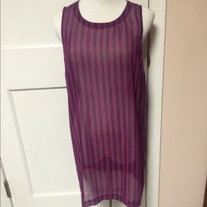 Banana republic top tunic fuschia navy stripe sm