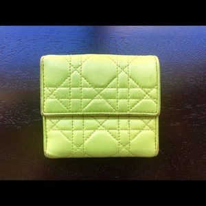 Dior wallet green Lambskin Authentic