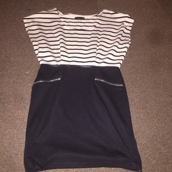 Blue and white dress