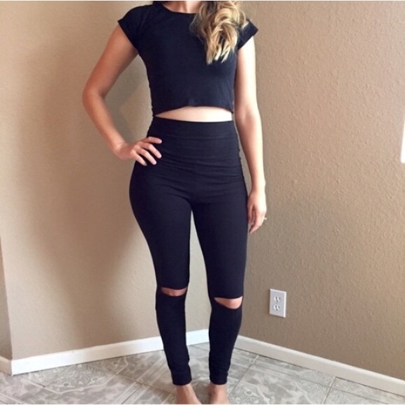 Cut Out Knee High Waisted Leggings LAST SMALL!! - Picture 3 of 4