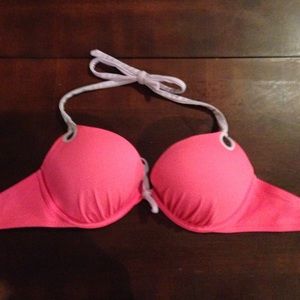 Hot Pink V S Double cup push up bikini top