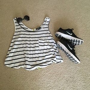 Stripped Crop w/ Back Zipper